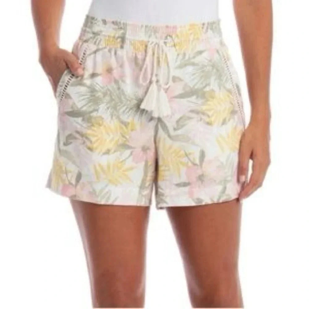 Briggs Linen Blend Tropical Shorts Size S
